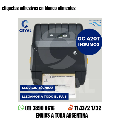 etiquetas adhesivas en blanco alimentos