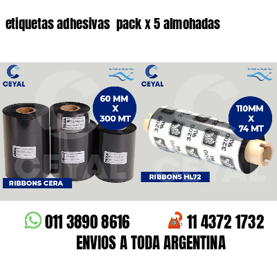 etiquetas adhesivas  pack x 5 almohadas