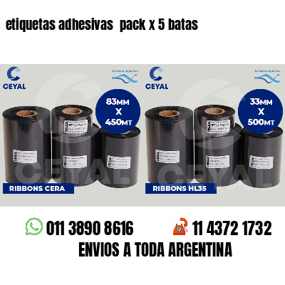 etiquetas adhesivas  pack x 5 batas