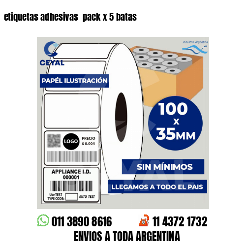 etiquetas adhesivas  pack x 5 batas