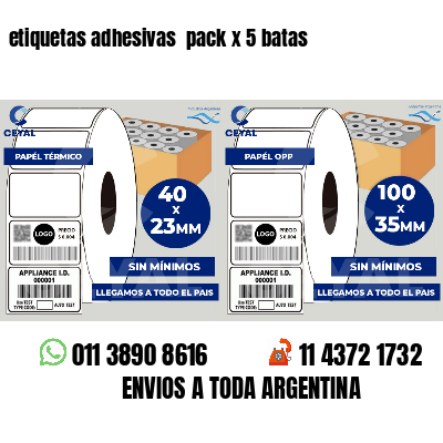 etiquetas adhesivas  pack x 5 batas