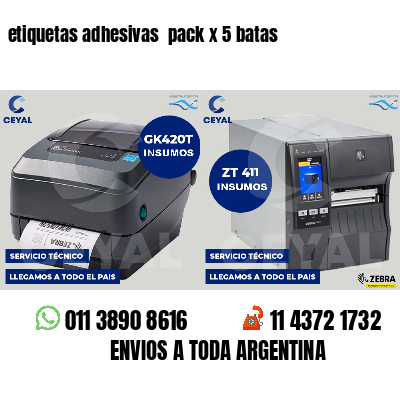 etiquetas adhesivas  pack x 5 batas