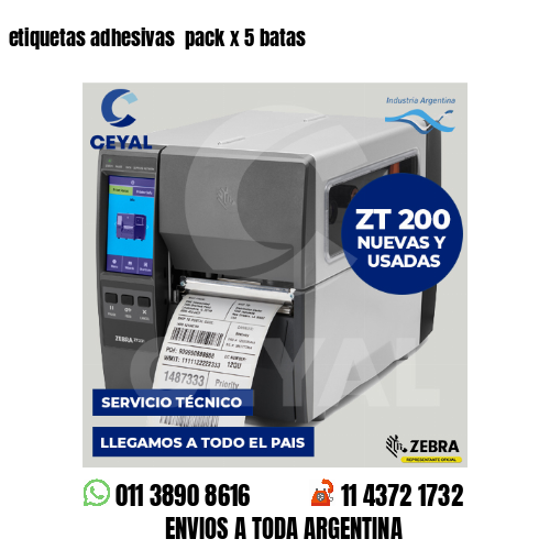 etiquetas adhesivas  pack x 5 batas