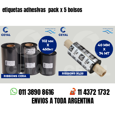 etiquetas adhesivas  pack x 5 bolsos