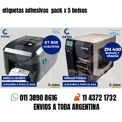 etiquetas adhesivas  pack x 5 bolsos