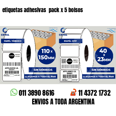 etiquetas adhesivas  pack x 5 bolsos