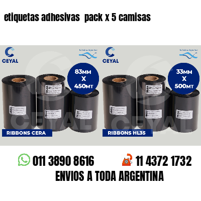 etiquetas adhesivas  pack x 5 camisas