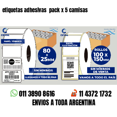 etiquetas adhesivas  pack x 5 camisas