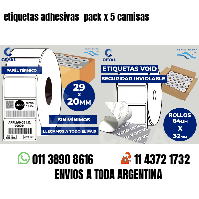 etiquetas adhesivas  pack x 5 camisas