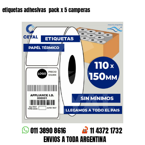 etiquetas adhesivas  pack x 5 camperas