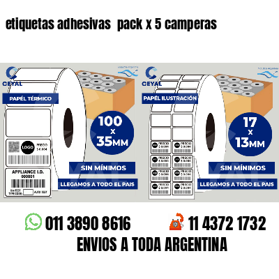 etiquetas adhesivas  pack x 5 camperas