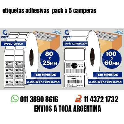 etiquetas adhesivas  pack x 5 camperas