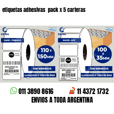 etiquetas adhesivas  pack x 5 carteras