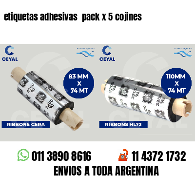 etiquetas adhesivas  pack x 5 cojines