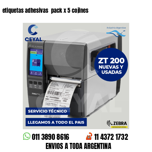 etiquetas adhesivas  pack x 5 cojines