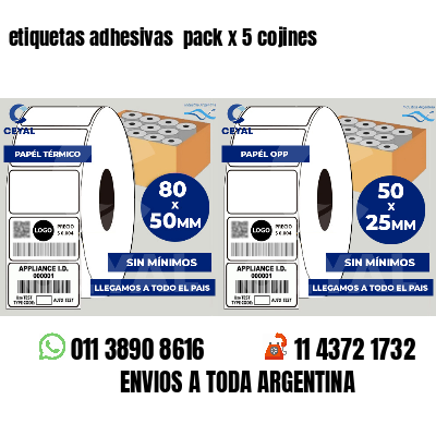 etiquetas adhesivas  pack x 5 cojines