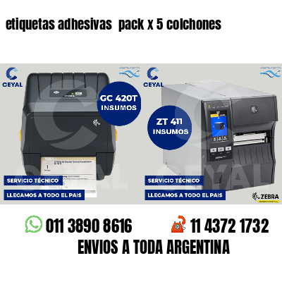 etiquetas adhesivas  pack x 5 colchones