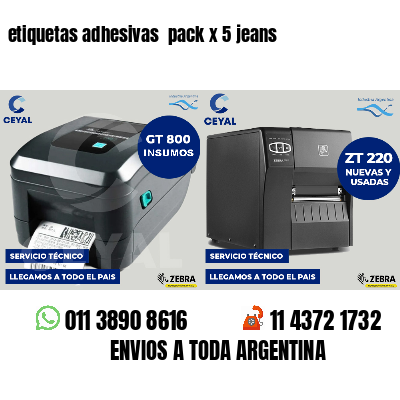 etiquetas adhesivas  pack x 5 jeans