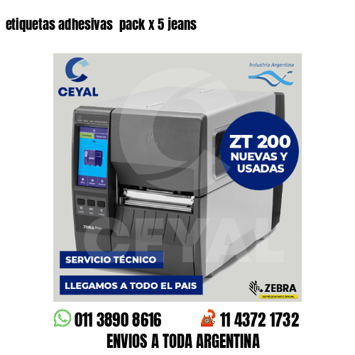 etiquetas adhesivas  pack x 5 jeans