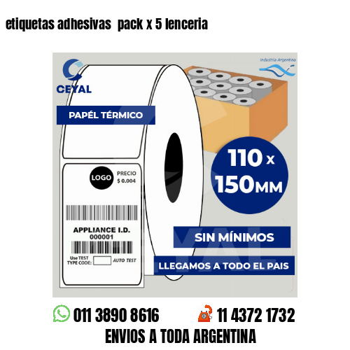 etiquetas adhesivas  pack x 5 lenceria