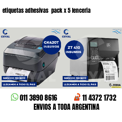 etiquetas adhesivas  pack x 5 lenceria