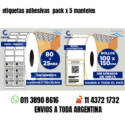 etiquetas adhesivas  pack x 5 manteles