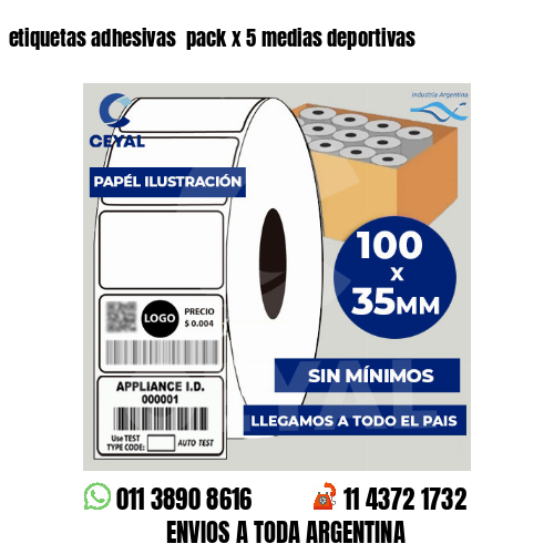 etiquetas adhesivas  pack x 5 medias deportivas