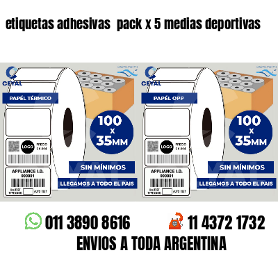 etiquetas adhesivas  pack x 5 medias deportivas