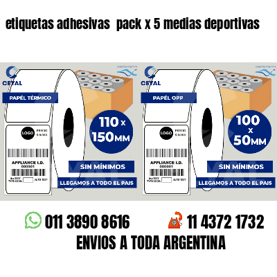 etiquetas adhesivas  pack x 5 medias deportivas