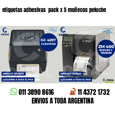 etiquetas adhesivas  pack x 5 muñecos peluche