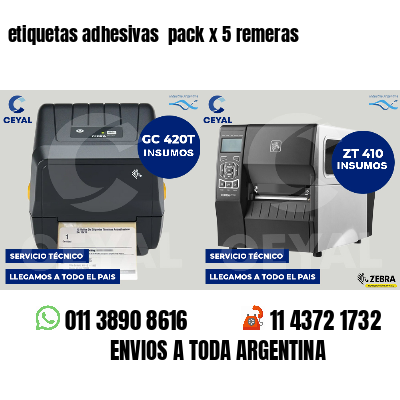 etiquetas adhesivas  pack x 5 remeras