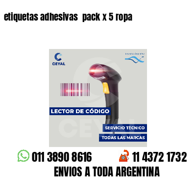 etiquetas adhesivas  pack x 5 ropa
