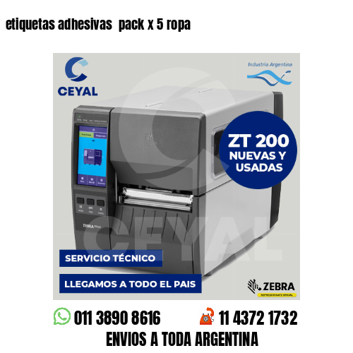 etiquetas adhesivas  pack x 5 ropa