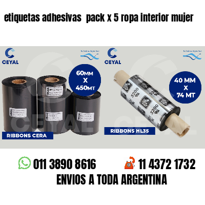 etiquetas adhesivas  pack x 5 ropa interior mujer
