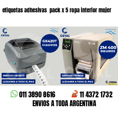 etiquetas adhesivas  pack x 5 ropa interior mujer