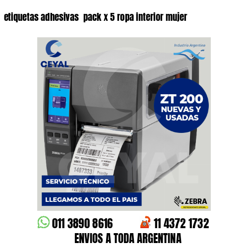 etiquetas adhesivas  pack x 5 ropa interior mujer