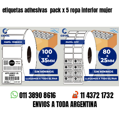 etiquetas adhesivas  pack x 5 ropa interior mujer