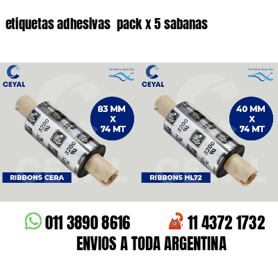 etiquetas adhesivas  pack x 5 sabanas