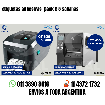 etiquetas adhesivas  pack x 5 sabanas