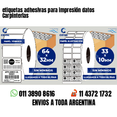 etiquetas adhesivas para impresión datos Carpinterías