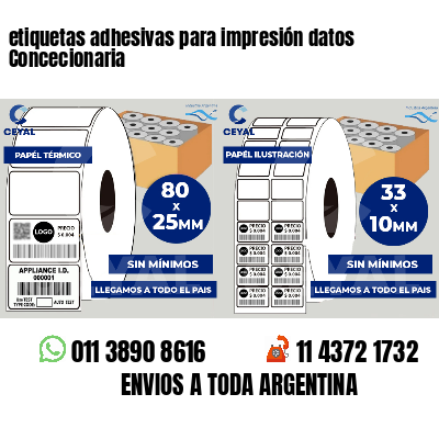 etiquetas adhesivas para impresión datos Concecionaria