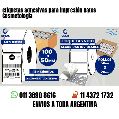 etiquetas adhesivas para impresión datos Cosmetología