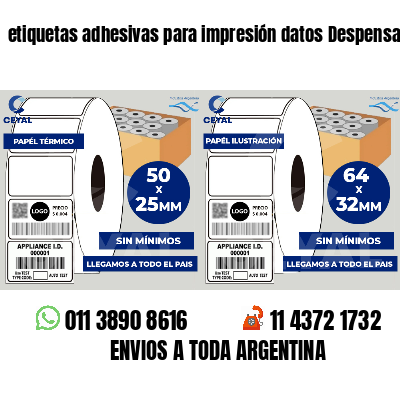 etiquetas adhesivas para impresión datos Despensas