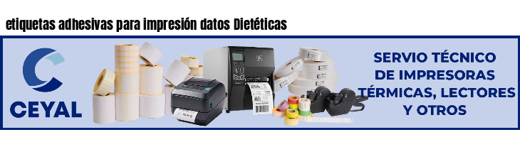 etiquetas adhesivas para impresión datos Dietéticas