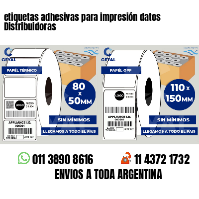 etiquetas adhesivas para impresión datos Distribuidoras