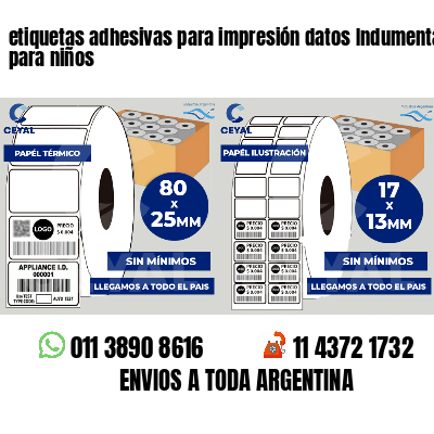 etiquetas adhesivas para impresión datos Indumentaria para niños