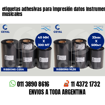 etiquetas adhesivas para impresión datos Instrumentos musicales