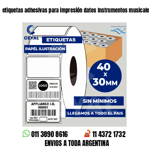 etiquetas adhesivas para impresión datos Instrumentos musicales