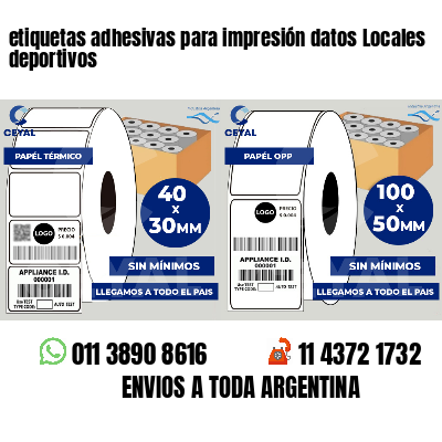 etiquetas adhesivas para impresión datos Locales deportivos