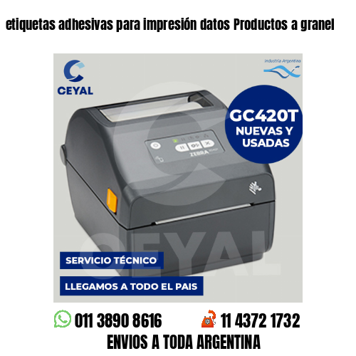 etiquetas adhesivas para impresión datos Productos a granel